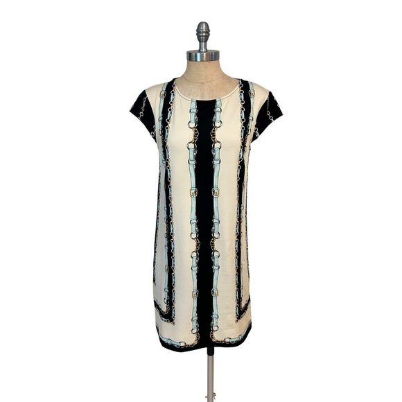 JB Julie Brown Womens Equestrian Print Cap Sleeve Shift Dress Small - Picture 1 of 5